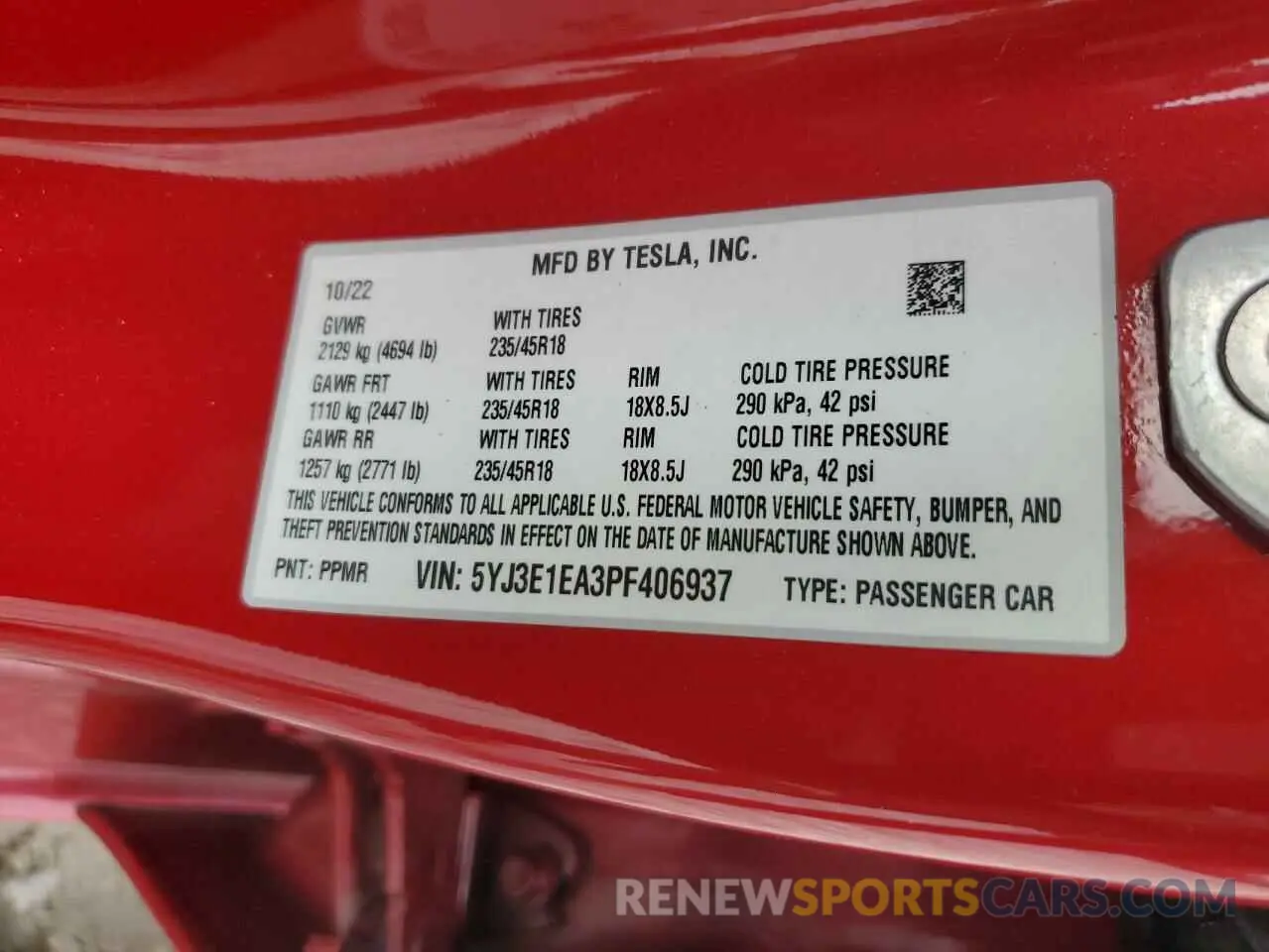 13 Photograph of a damaged car 5YJ3E1EA3PF406937 TESLA MODEL 3 2023