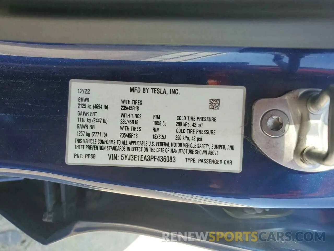 13 Photograph of a damaged car 5YJ3E1EA3PF436083 TESLA MODEL 3 2023