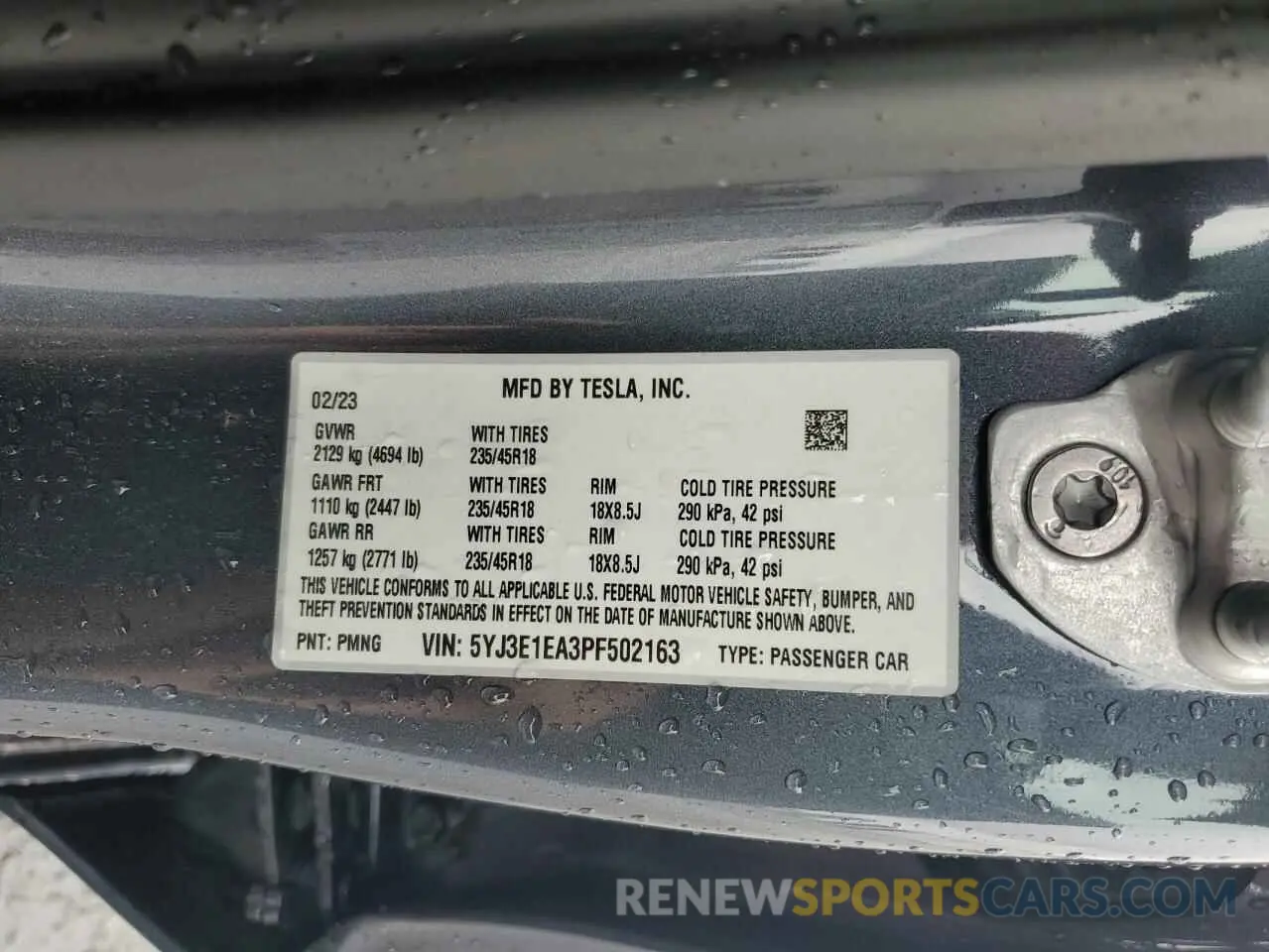 12 Photograph of a damaged car 5YJ3E1EA3PF502163 TESLA MODEL 3 2023