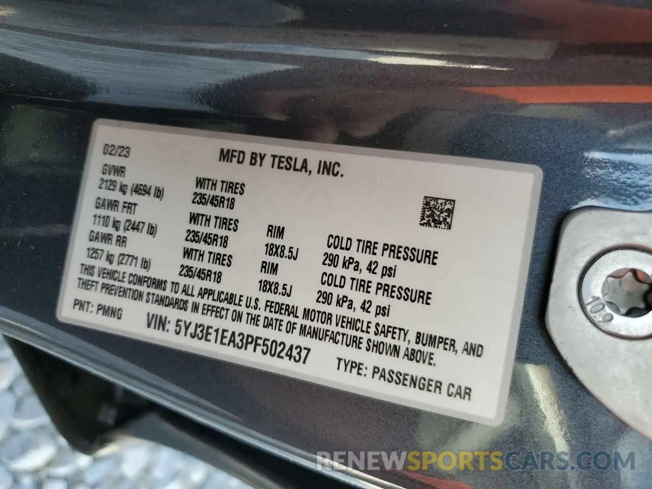 12 Photograph of a damaged car 5YJ3E1EA3PF502437 TESLA MODEL 3 2023