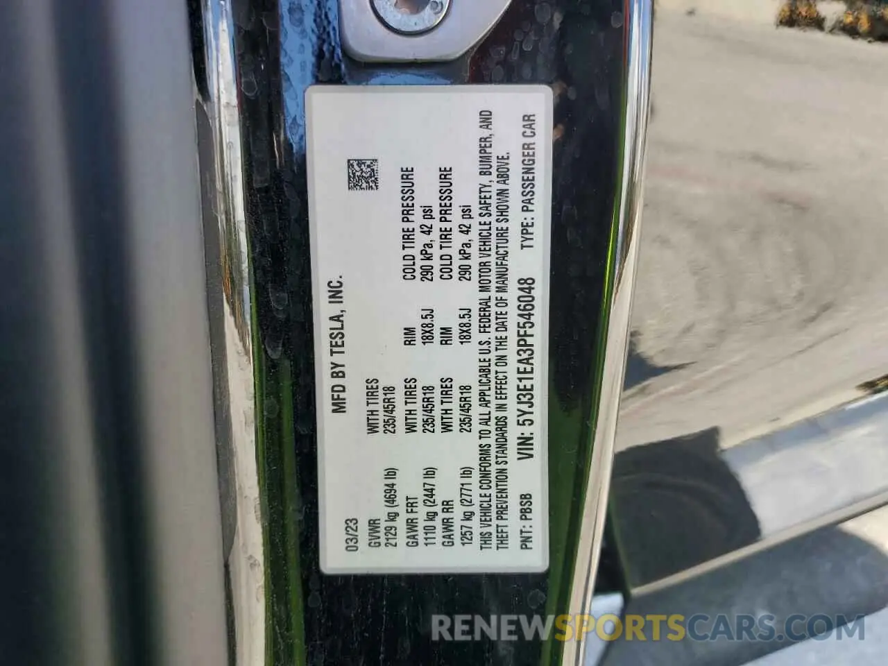 15 Photograph of a damaged car 5YJ3E1EA3PF546048 TESLA MODEL 3 2023