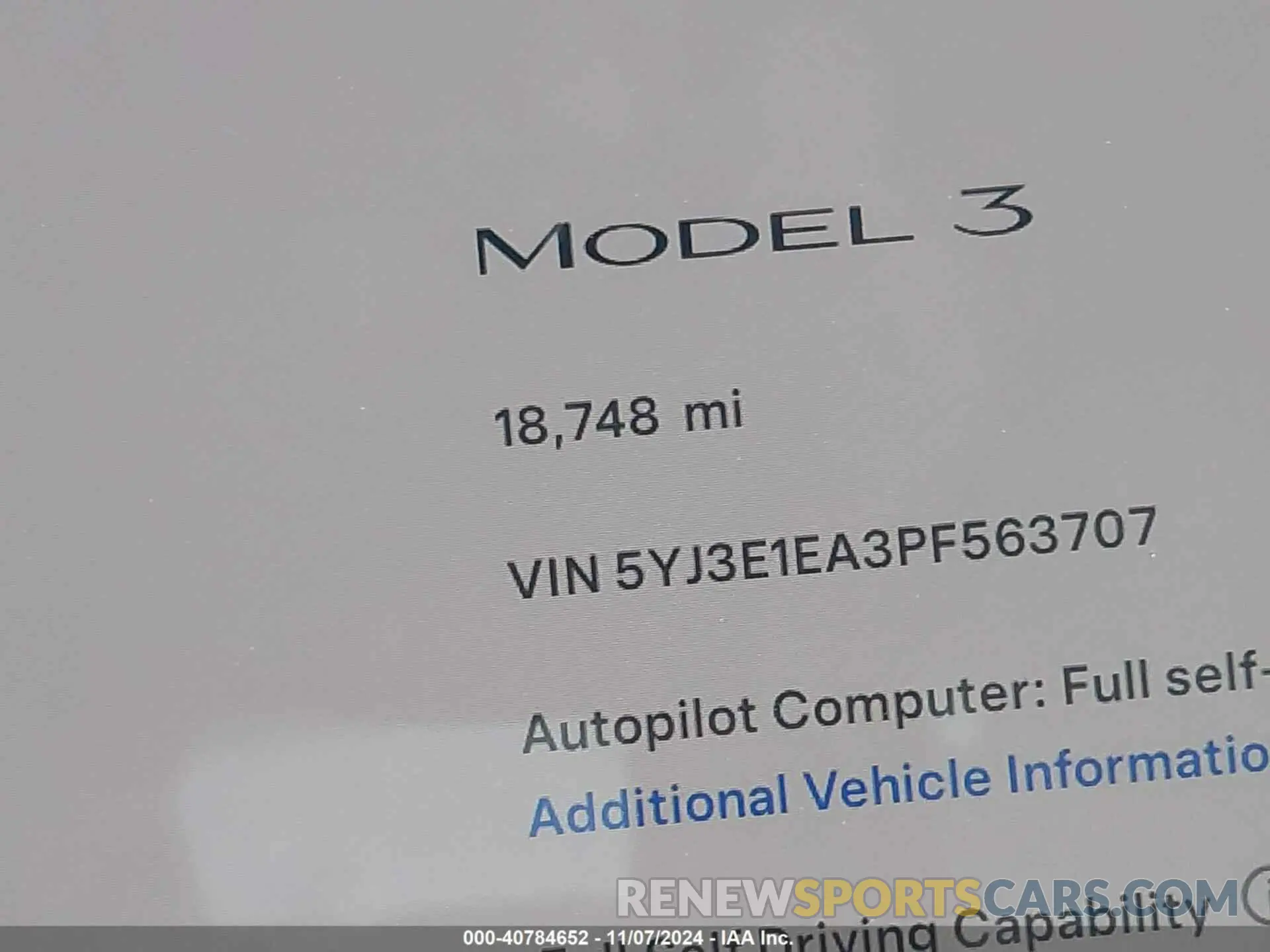 15 Photograph of a damaged car 5YJ3E1EA3PF563707 TESLA MODEL 3 2023