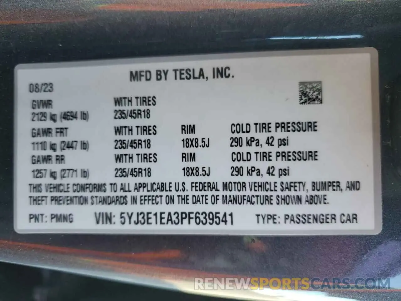 13 Photograph of a damaged car 5YJ3E1EA3PF639541 TESLA MODEL 3 2023