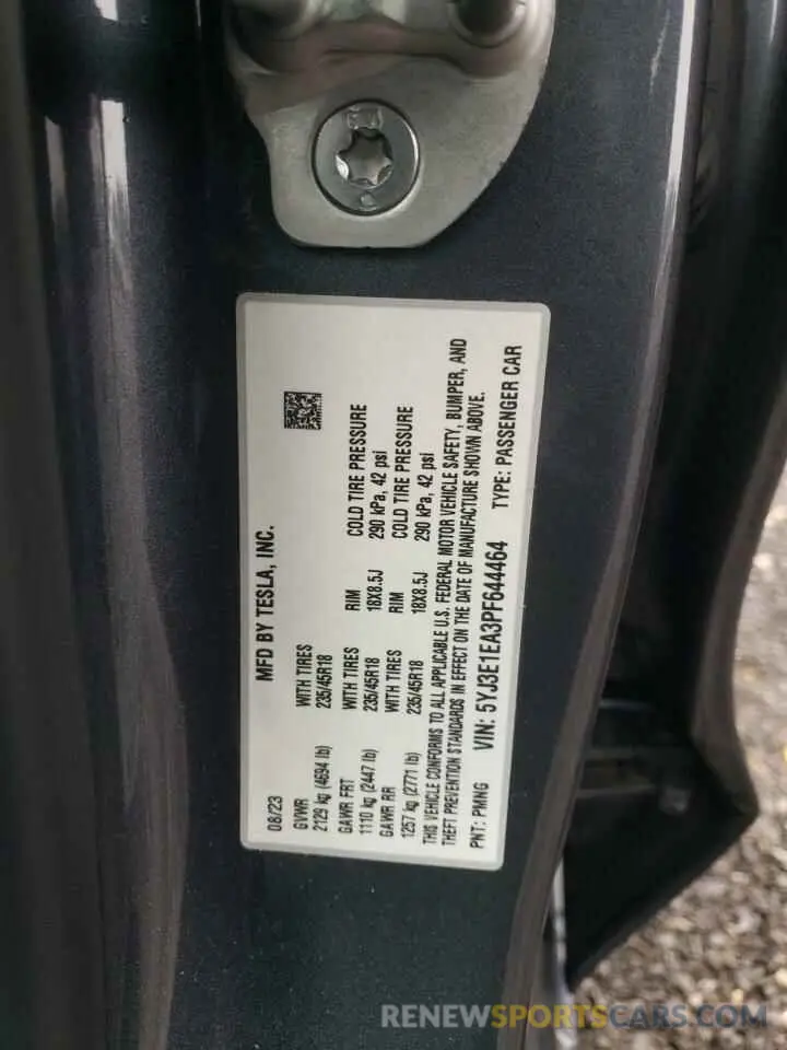14 Photograph of a damaged car 5YJ3E1EA3PF644464 TESLA MODEL 3 2023