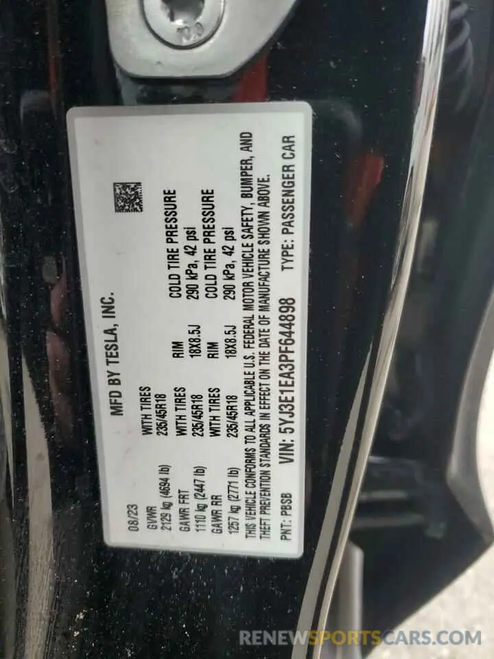 12 Photograph of a damaged car 5YJ3E1EA3PF644898 TESLA MODEL 3 2023