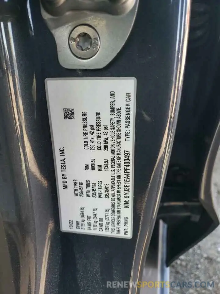 14 Photograph of a damaged car 5YJ3E1EA4PF400497 TESLA MODEL 3 2023
