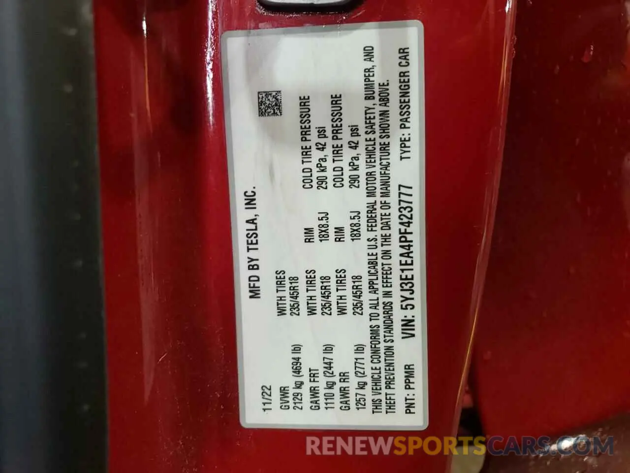 12 Photograph of a damaged car 5YJ3E1EA4PF423777 TESLA MODEL 3 2023