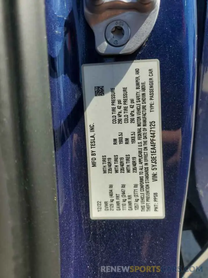 13 Photograph of a damaged car 5YJ3E1EA4PF447125 TESLA MODEL 3 2023
