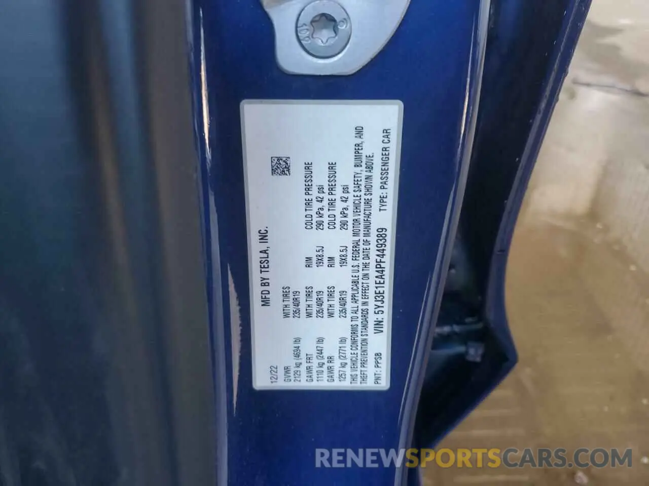12 Photograph of a damaged car 5YJ3E1EA4PF449389 TESLA MODEL 3 2023