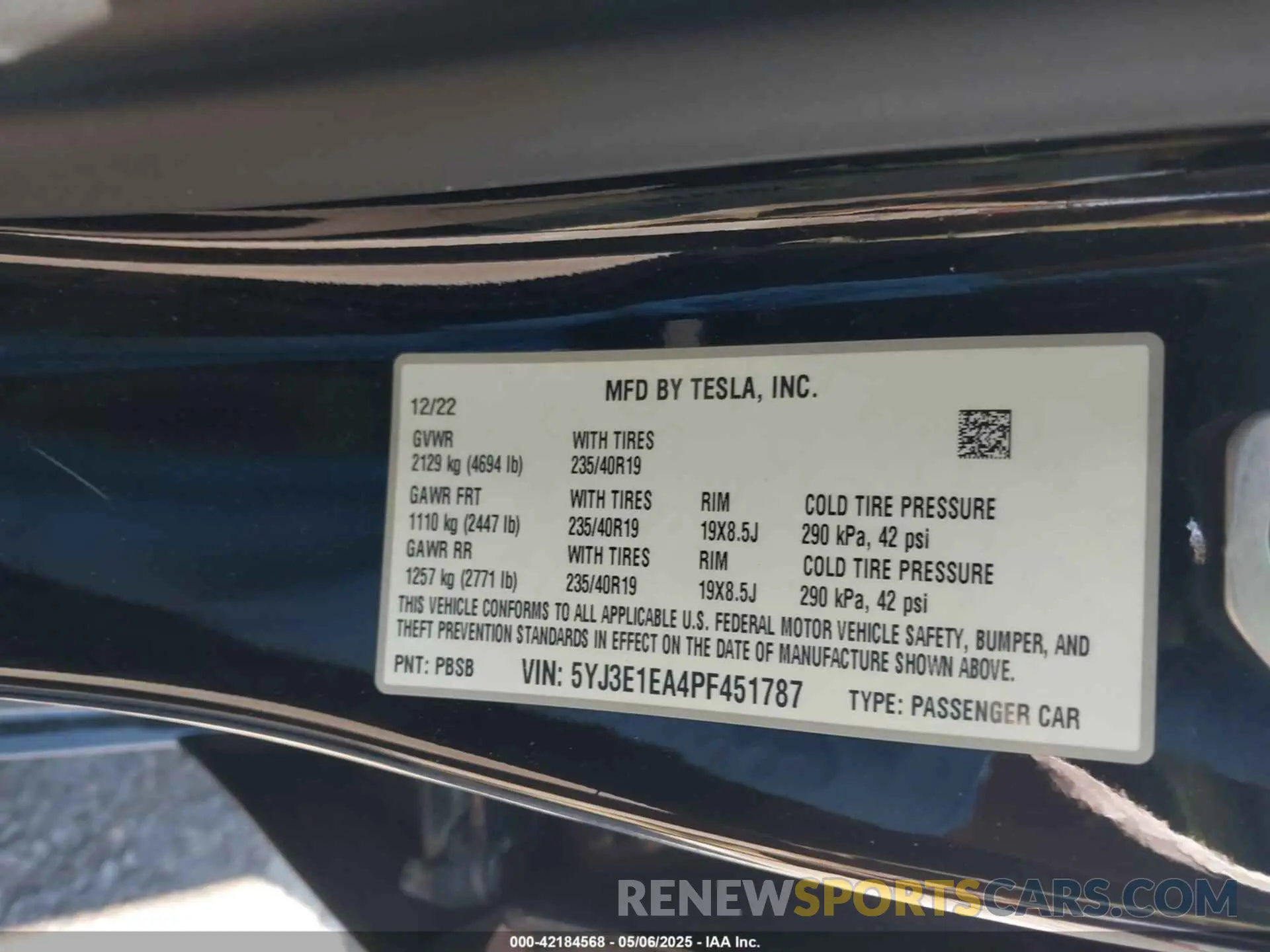 9 Photograph of a damaged car 5YJ3E1EA4PF451787 TESLA MODEL 3 2023