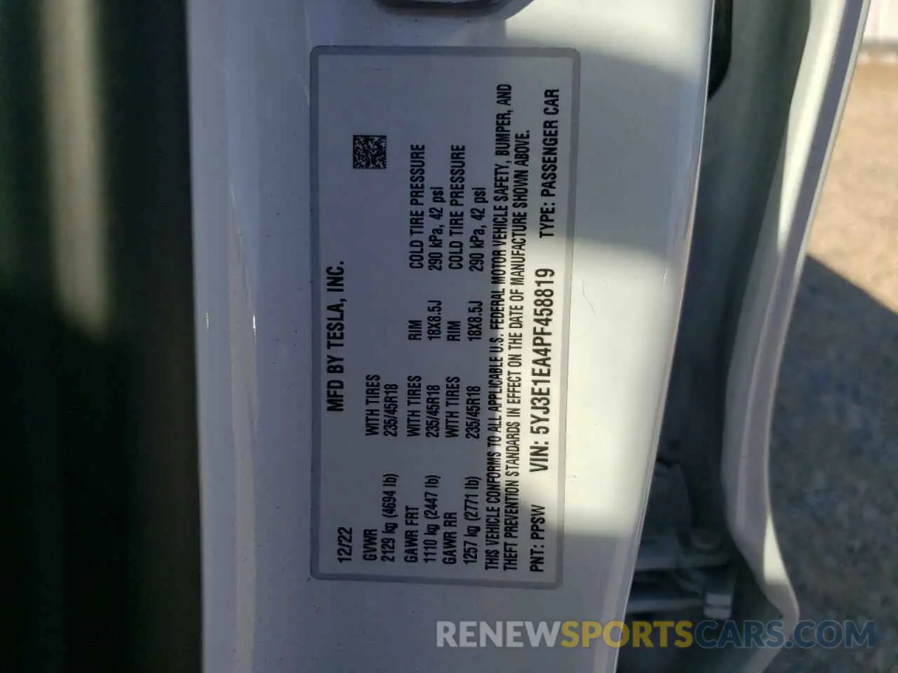 13 Photograph of a damaged car 5YJ3E1EA4PF458819 TESLA MODEL 3 2023