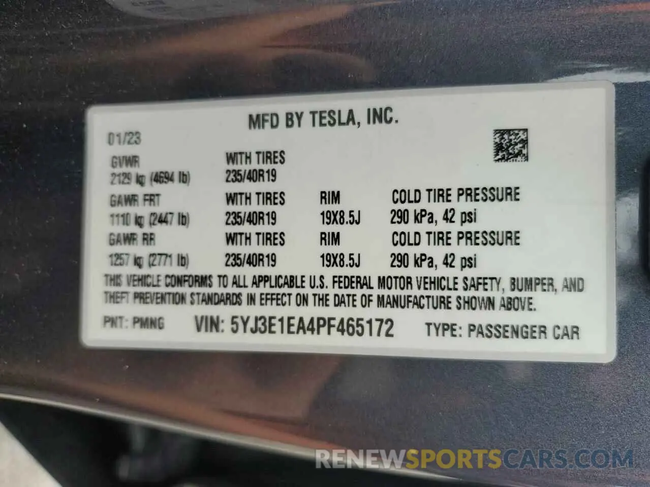 12 Photograph of a damaged car 5YJ3E1EA4PF465172 TESLA MODEL 3 2023