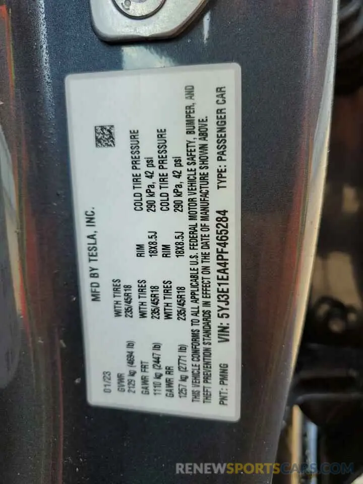 12 Photograph of a damaged car 5YJ3E1EA4PF465284 TESLA MODEL 3 2023