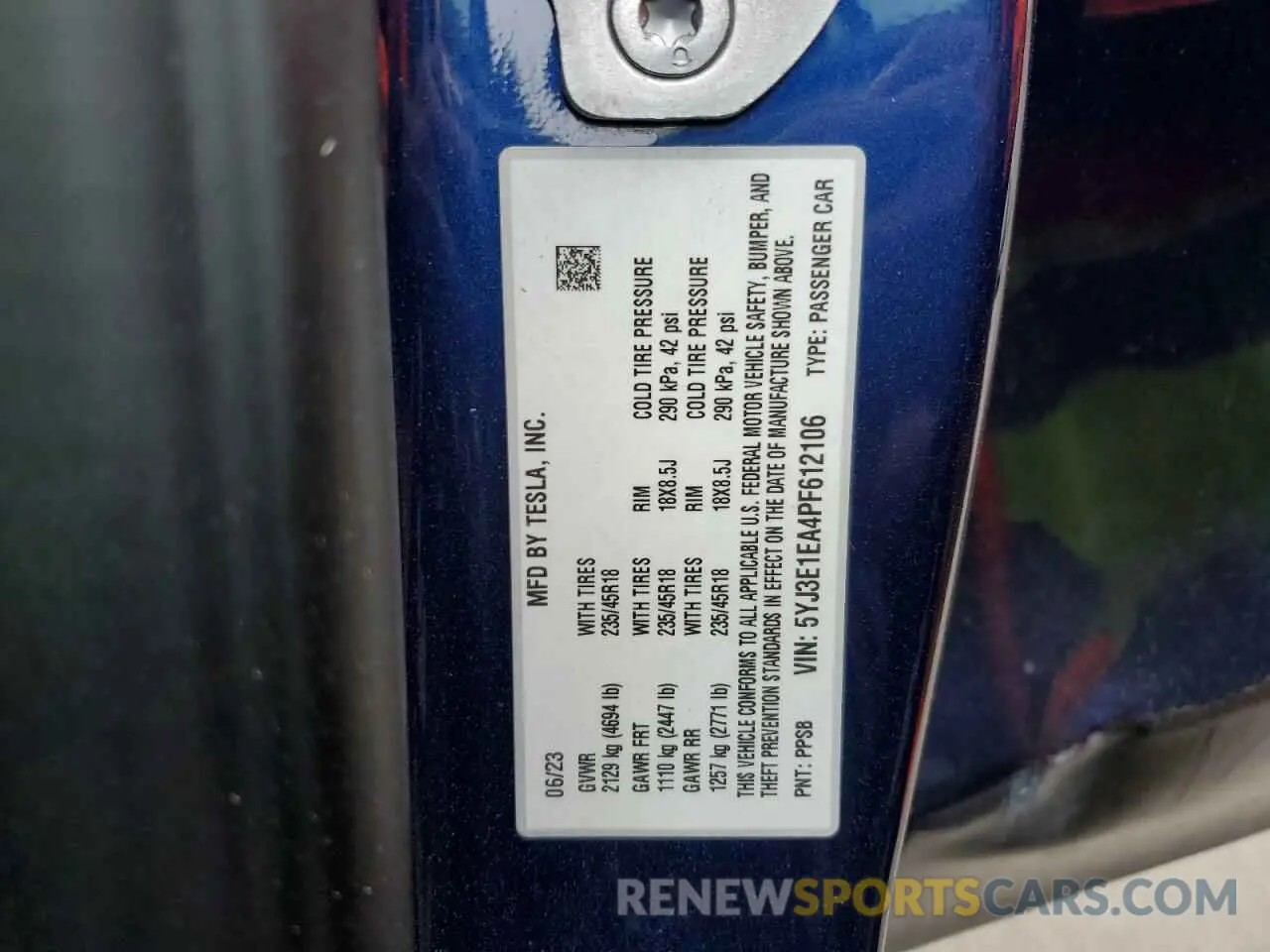 13 Photograph of a damaged car 5YJ3E1EA4PF612106 TESLA MODEL 3 2023