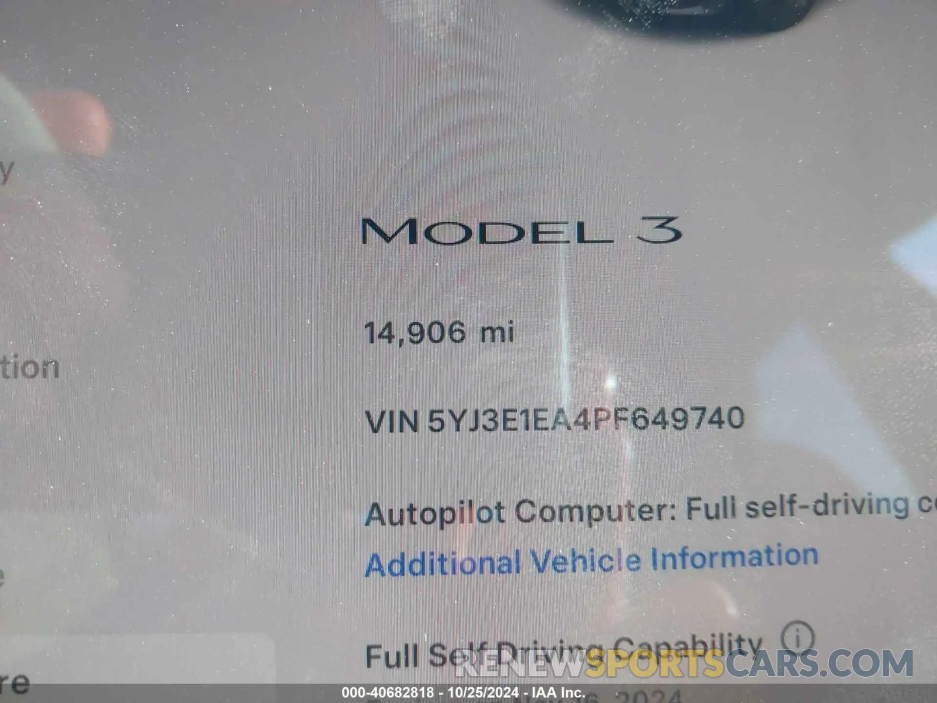 15 Photograph of a damaged car 5YJ3E1EA4PF649740 TESLA MODEL 3 2023