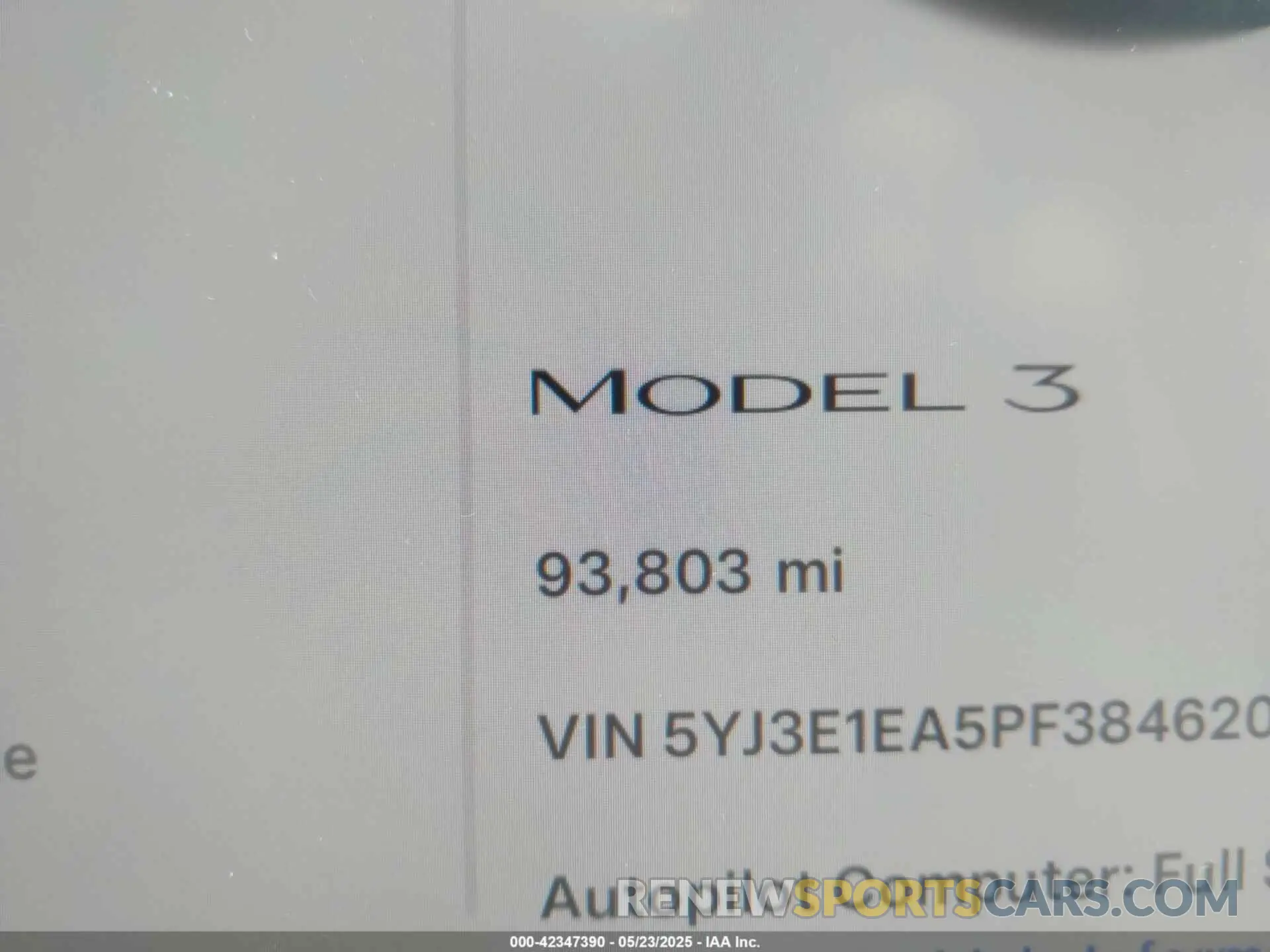 15 Photograph of a damaged car 5YJ3E1EA5PF384620 TESLA MODEL 3 2023
