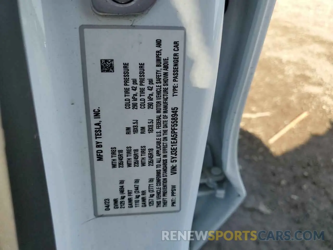 13 Photograph of a damaged car 5YJ3E1EA5PF558945 TESLA MODEL 3 2023
