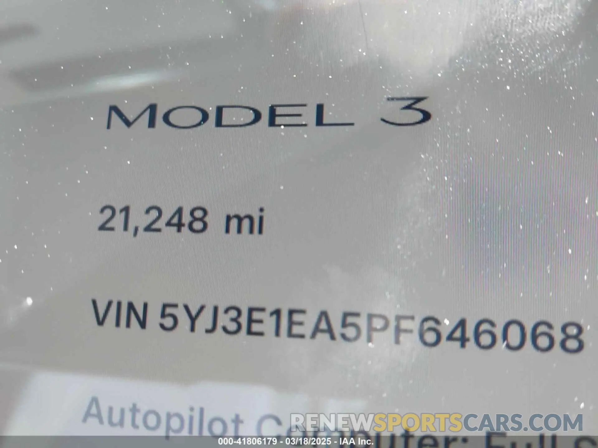 14 Photograph of a damaged car 5YJ3E1EA5PF646068 TESLA MODEL 3 2023