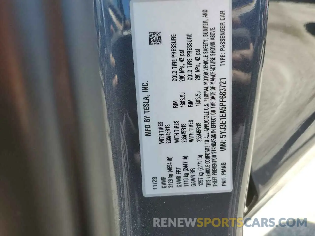 12 Photograph of a damaged car 5YJ3E1EA5PF683721 TESLA MODEL 3 2023