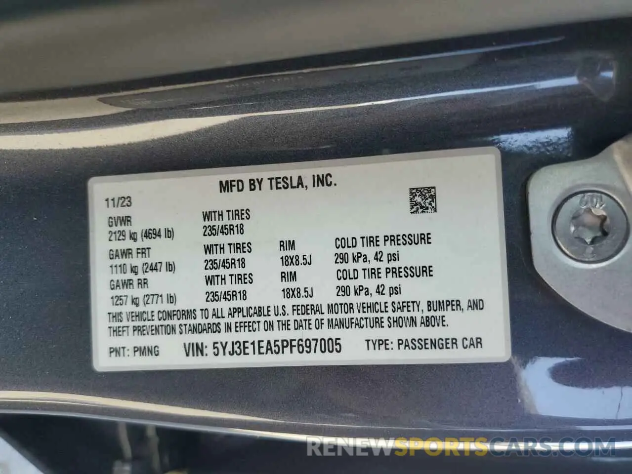 13 Photograph of a damaged car 5YJ3E1EA5PF697005 TESLA MODEL 3 2023