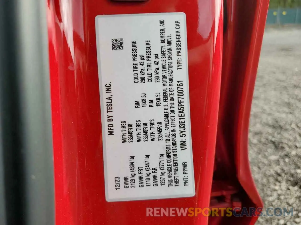 13 Photograph of a damaged car 5YJ3E1EA5PF700761 TESLA MODEL 3 2023