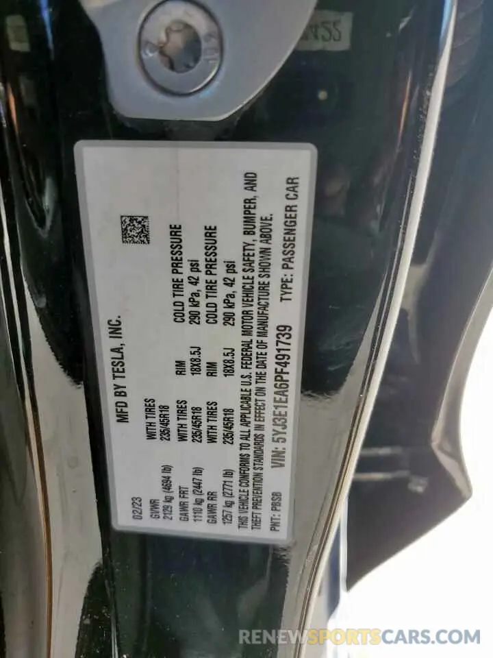 14 Photograph of a damaged car 5YJ3E1EA6PF491739 TESLA MODEL 3 2023