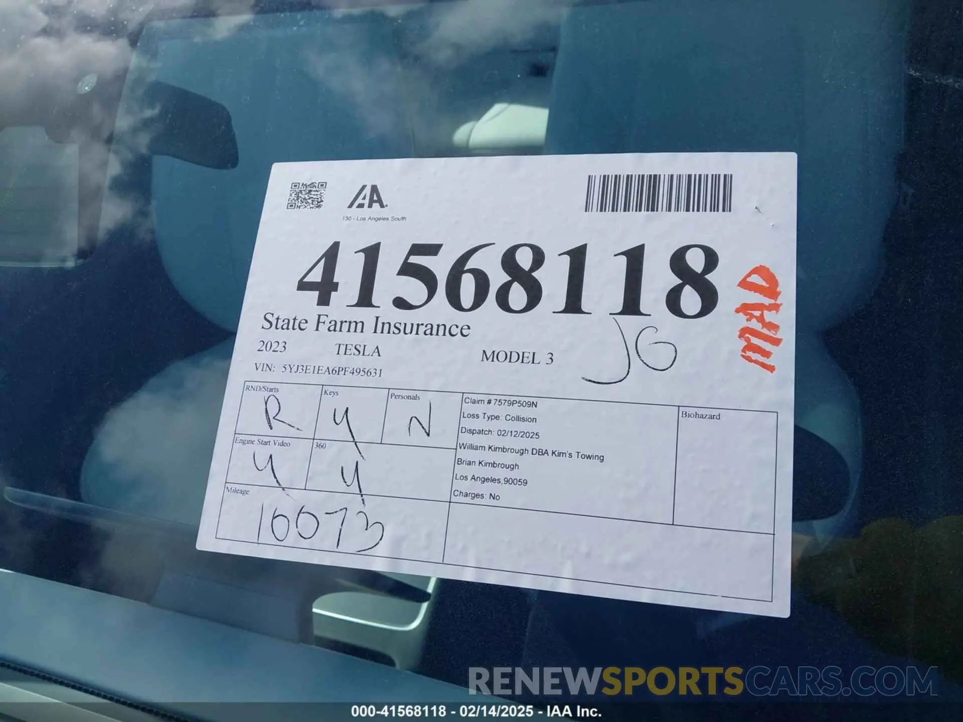 20 Photograph of a damaged car 5YJ3E1EA6PF495631 TESLA MODEL 3 2023