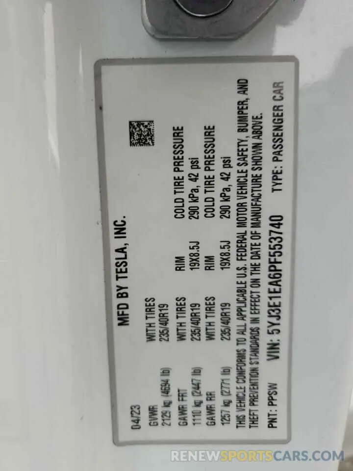 13 Photograph of a damaged car 5YJ3E1EA6PF553740 TESLA MODEL 3 2023