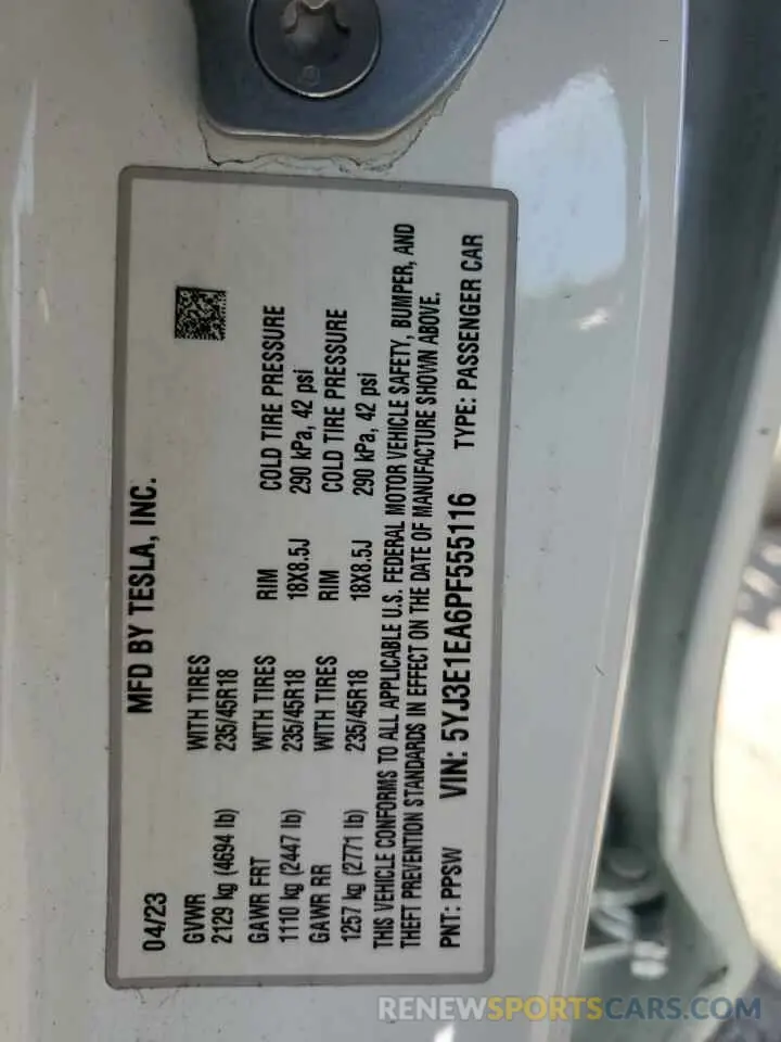 14 Photograph of a damaged car 5YJ3E1EA6PF555116 TESLA MODEL 3 2023