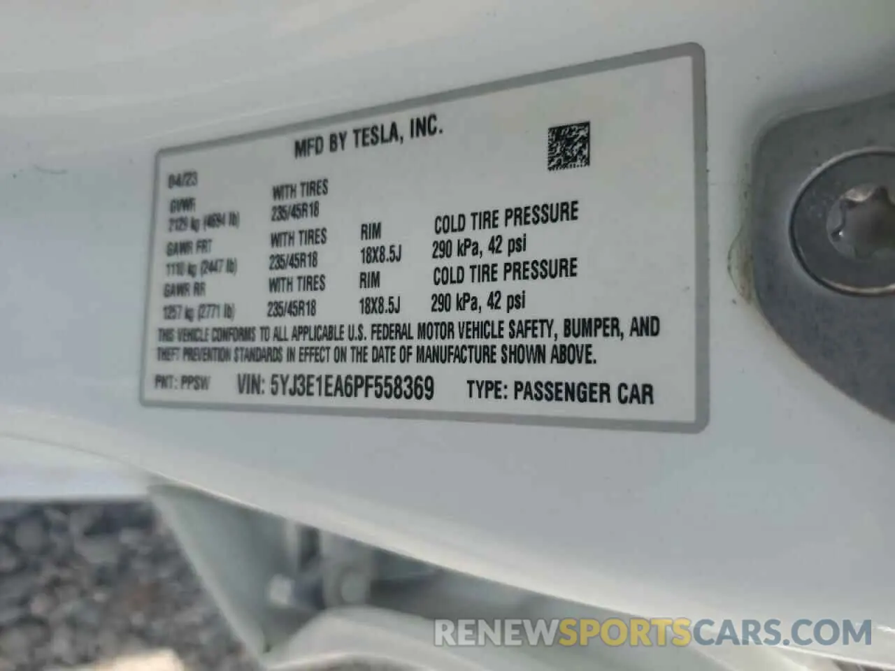 14 Photograph of a damaged car 5YJ3E1EA6PF558369 TESLA MODEL 3 2023