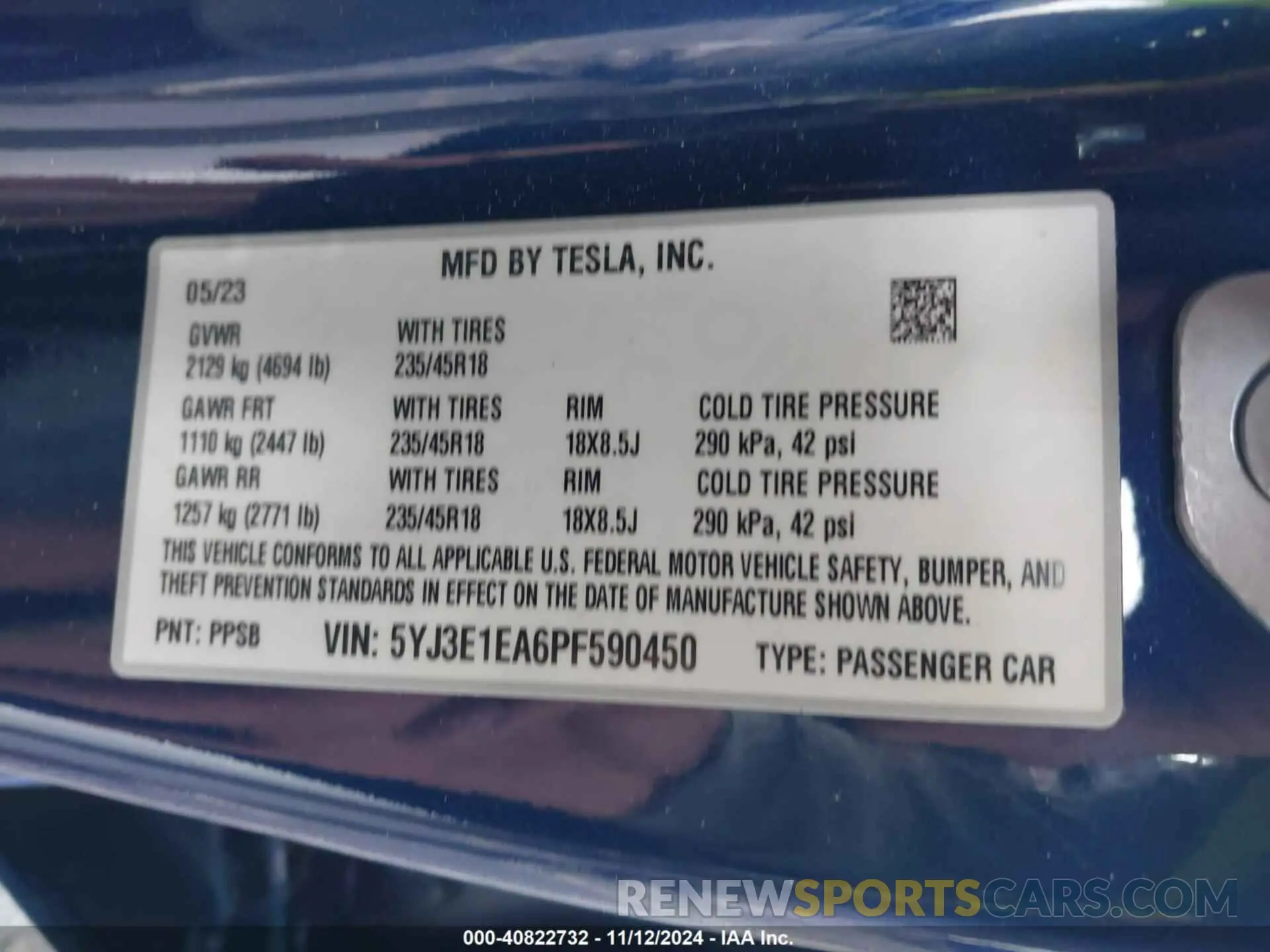 8 Photograph of a damaged car 5YJ3E1EA6PF590450 TESLA MODEL 3 2023