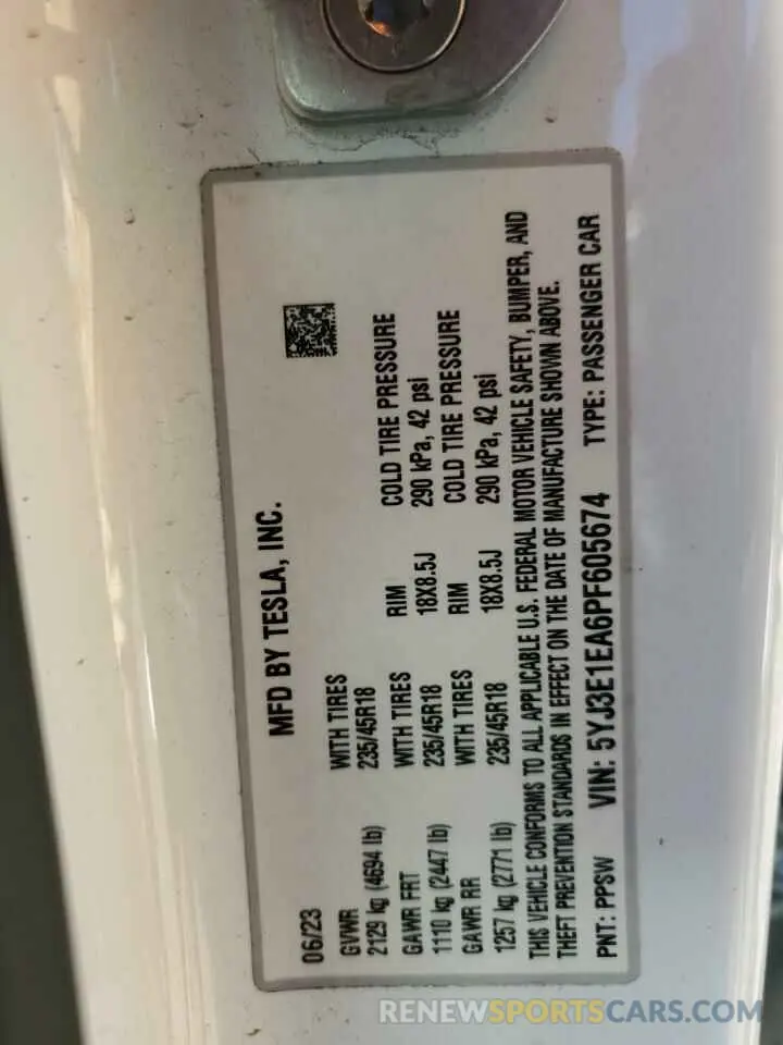 12 Photograph of a damaged car 5YJ3E1EA6PF605674 TESLA MODEL 3 2023