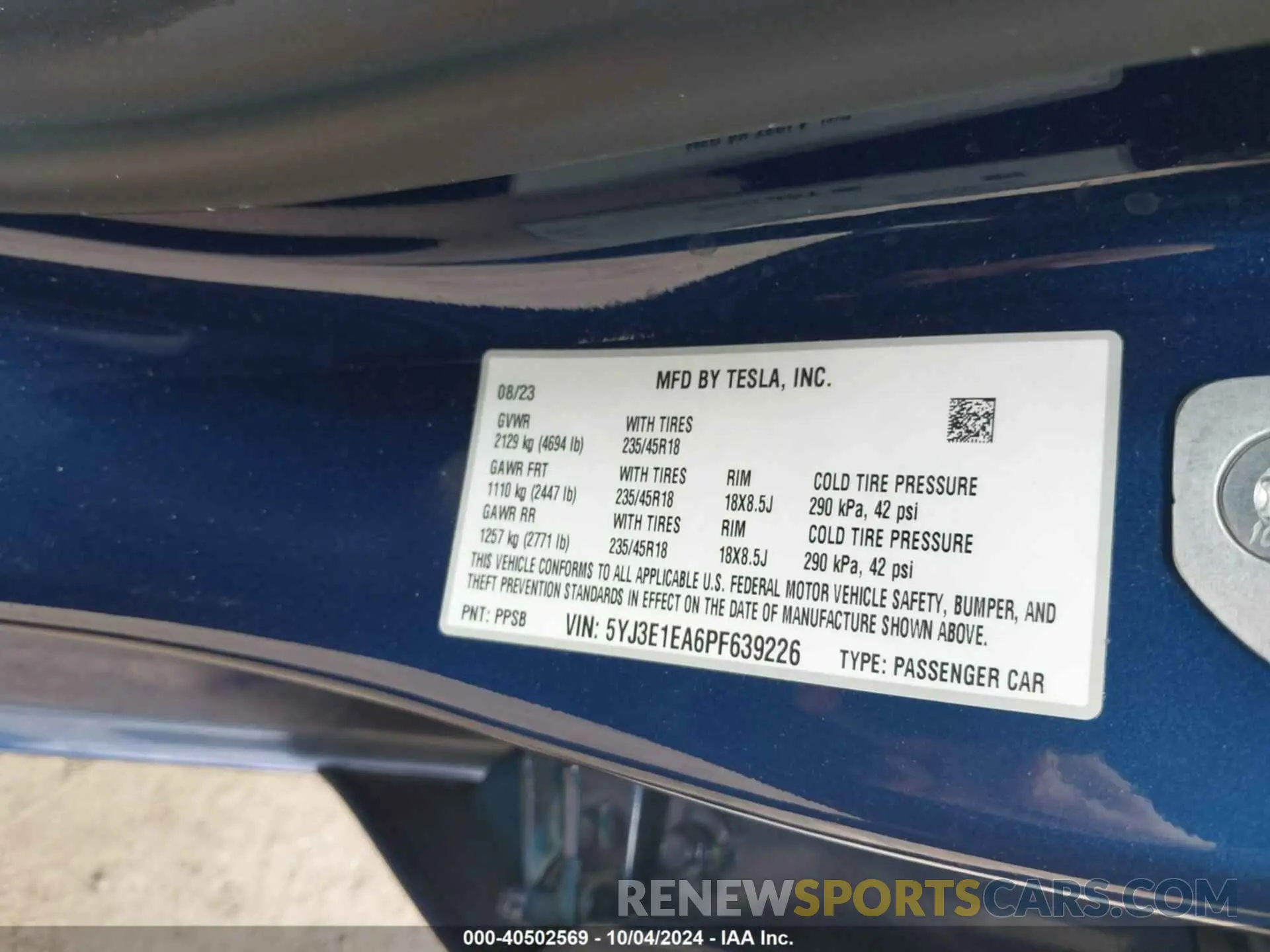 9 Photograph of a damaged car 5YJ3E1EA6PF639226 TESLA MODEL 3 2023