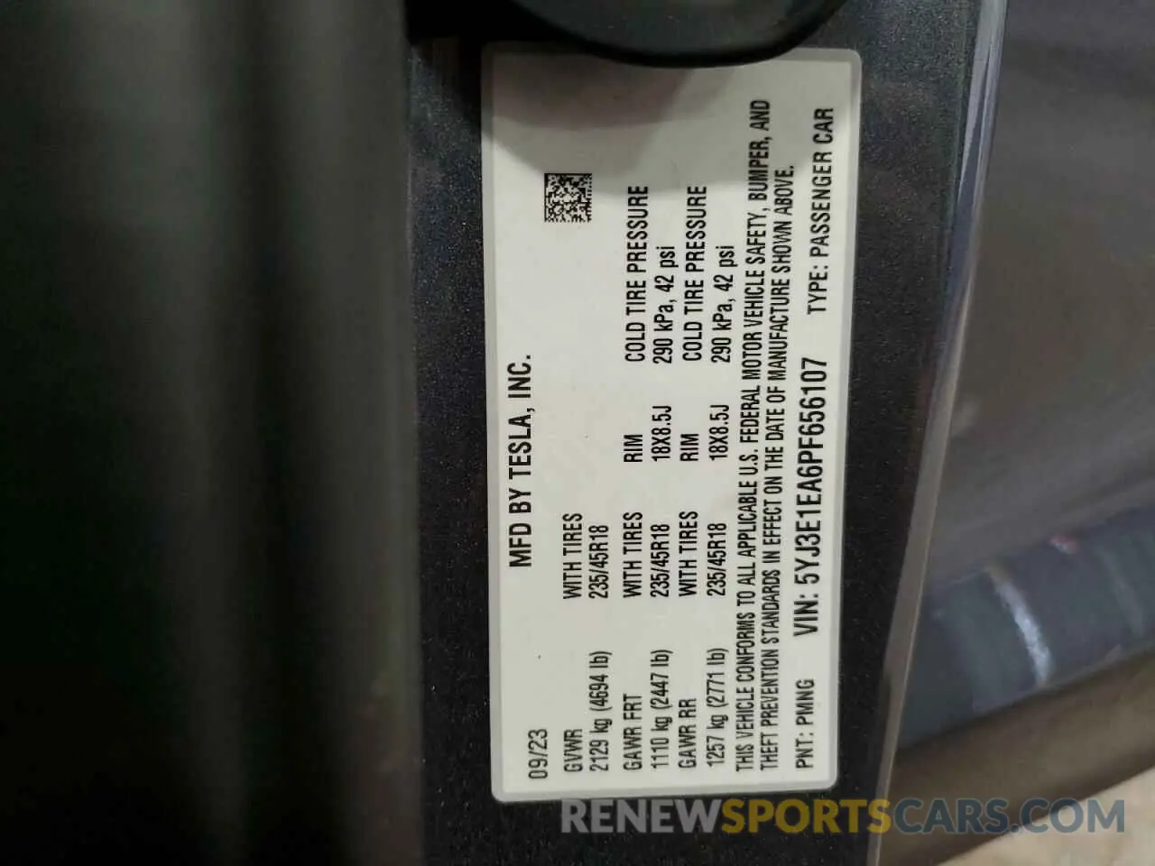 12 Photograph of a damaged car 5YJ3E1EA6PF656107 TESLA MODEL 3 2023