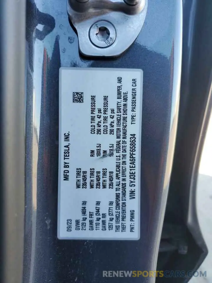 15 Photograph of a damaged car 5YJ3E1EA6PF658634 TESLA MODEL 3 2023