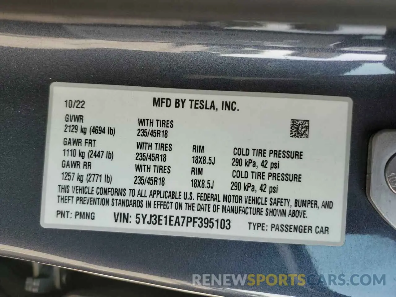 15 Photograph of a damaged car 5YJ3E1EA7PF395103 TESLA MODEL 3 2023