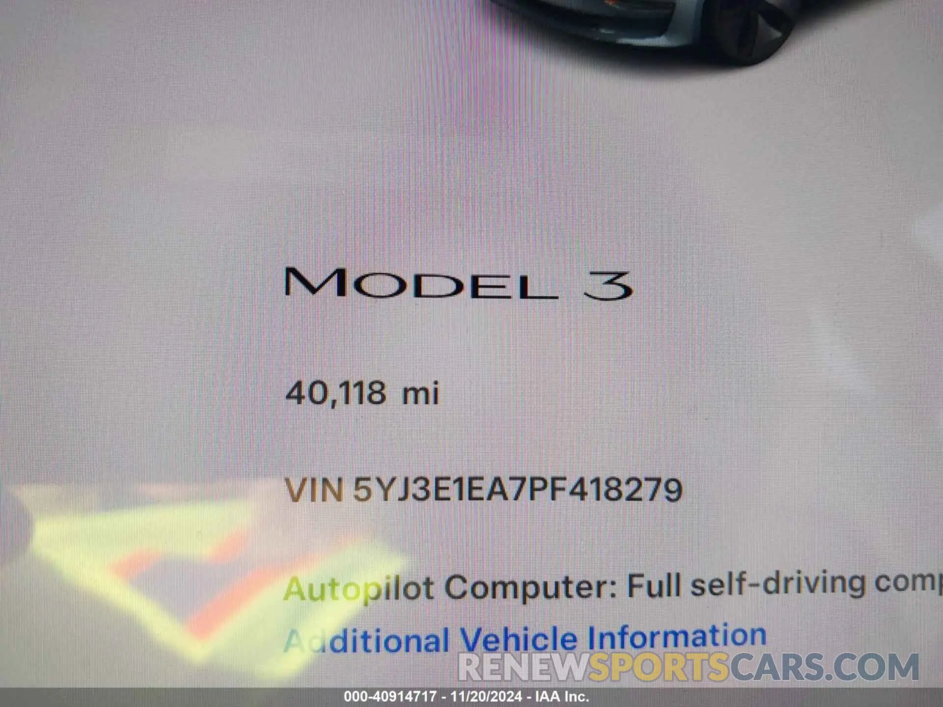 7 Photograph of a damaged car 5YJ3E1EA7PF418279 TESLA MODEL 3 2023