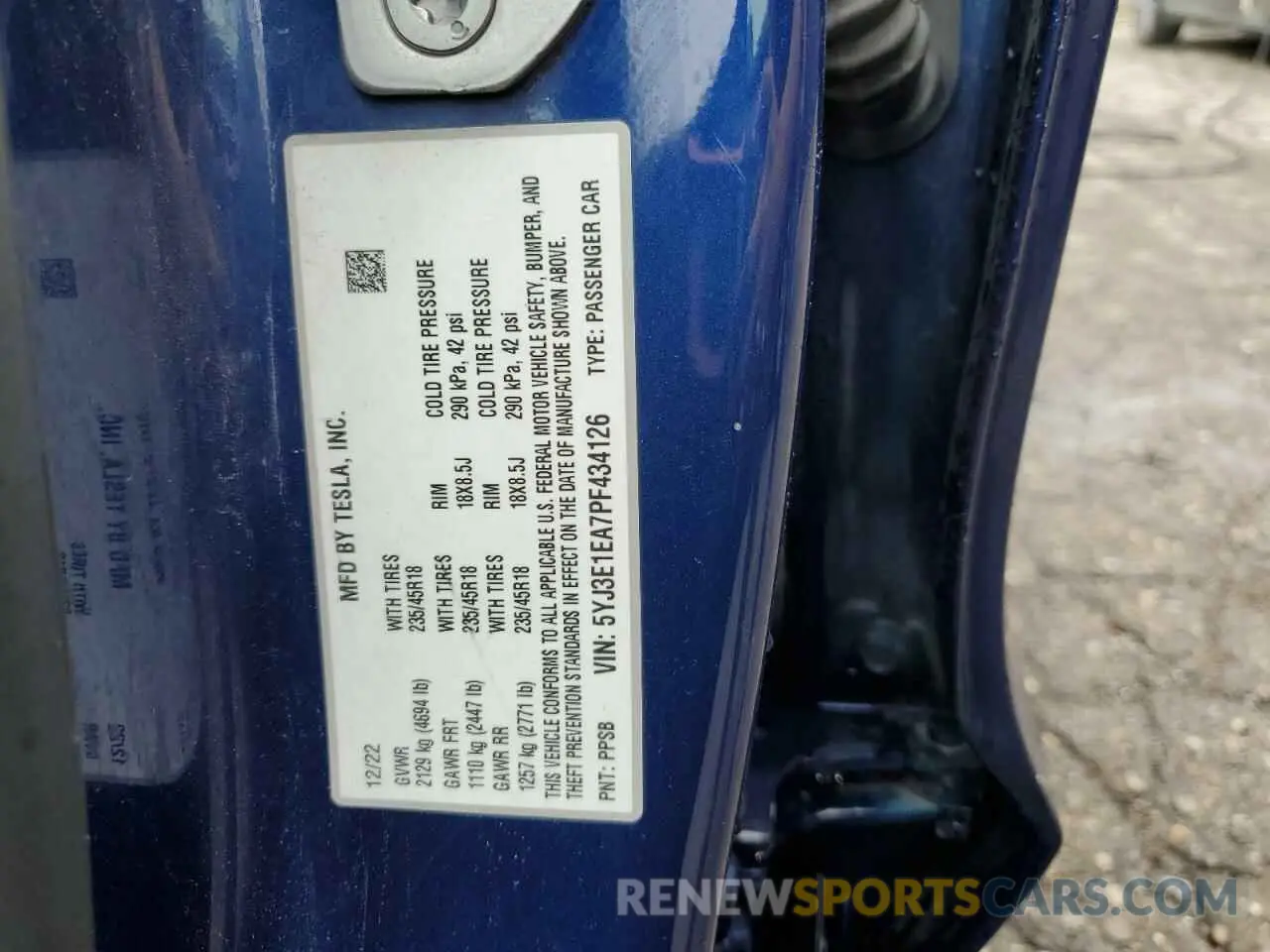 12 Photograph of a damaged car 5YJ3E1EA7PF434126 TESLA MODEL 3 2023