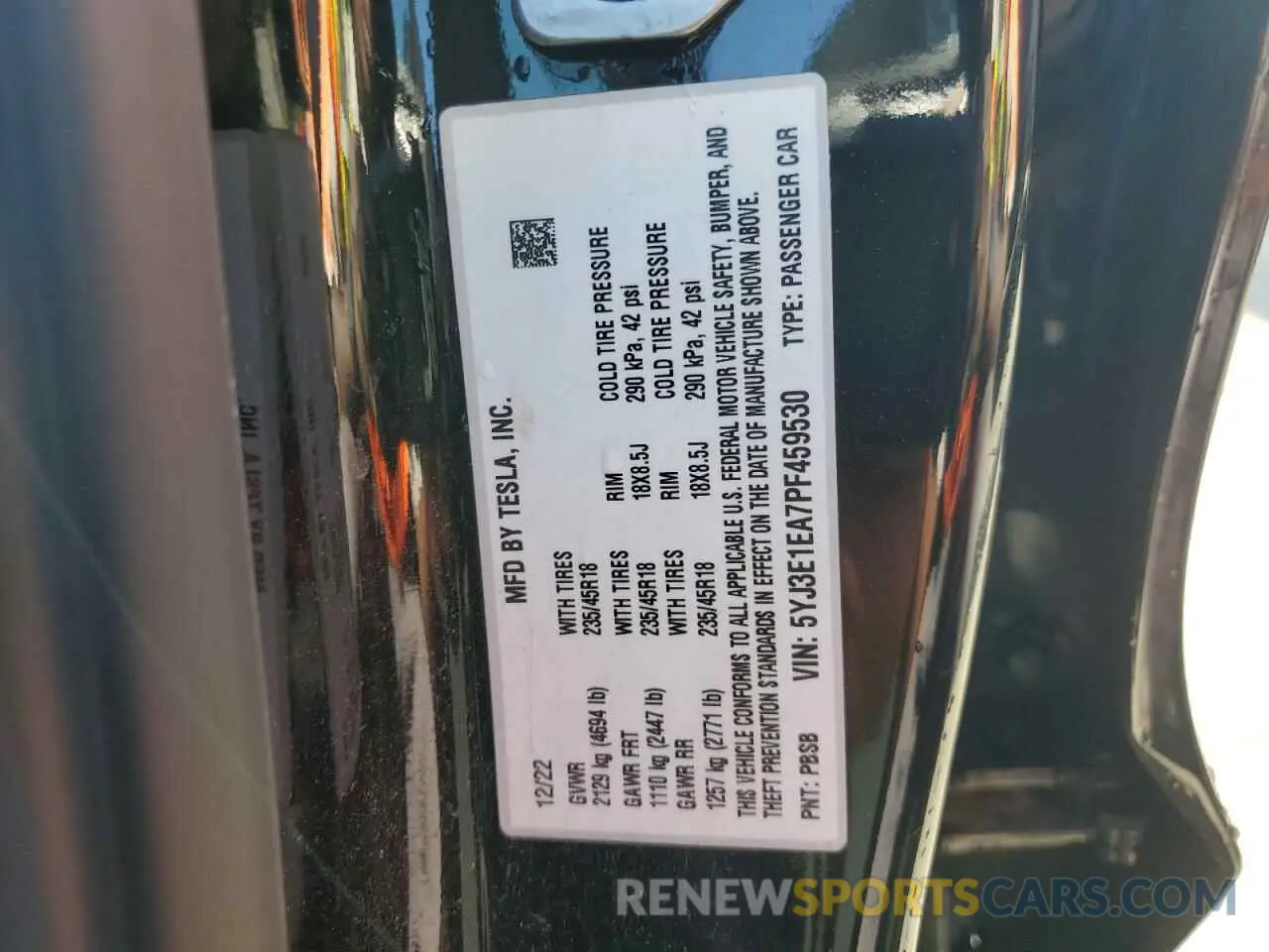 13 Photograph of a damaged car 5YJ3E1EA7PF459530 TESLA MODEL 3 2023
