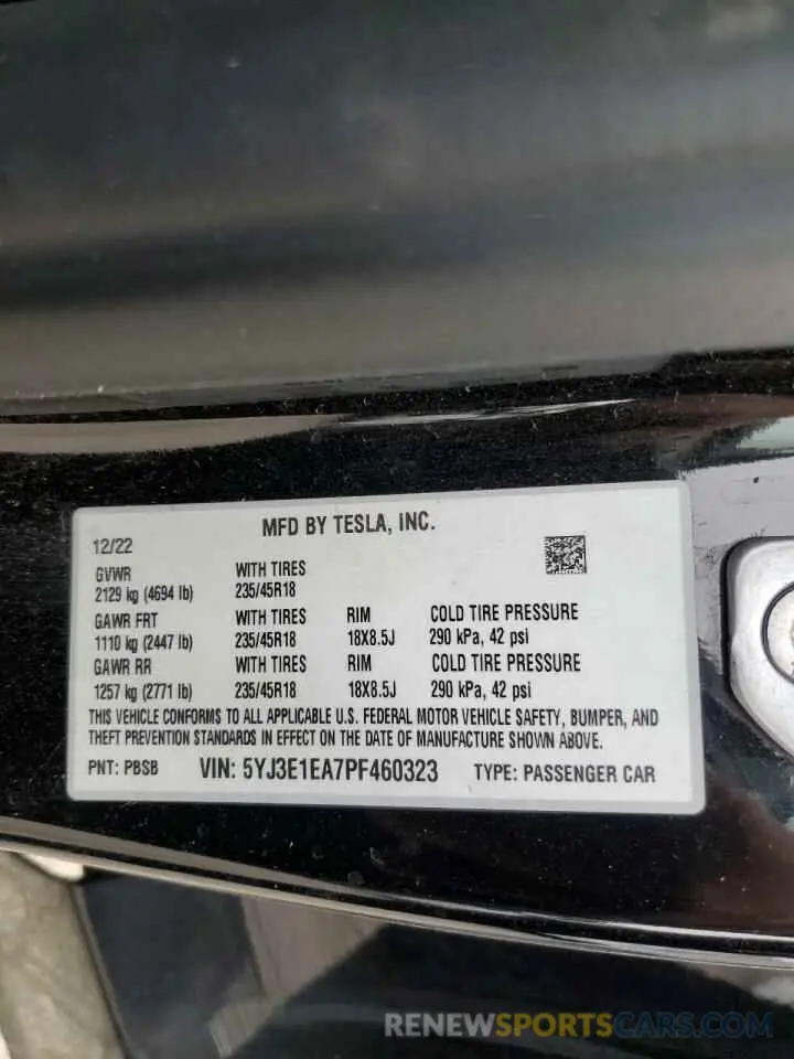 13 Photograph of a damaged car 5YJ3E1EA7PF460323 TESLA MODEL 3 2023