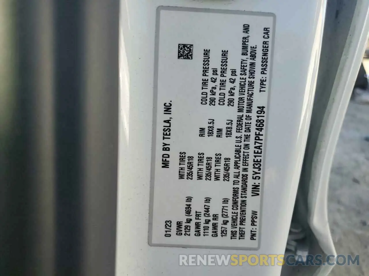 13 Photograph of a damaged car 5YJ3E1EA7PF468194 TESLA MODEL 3 2023