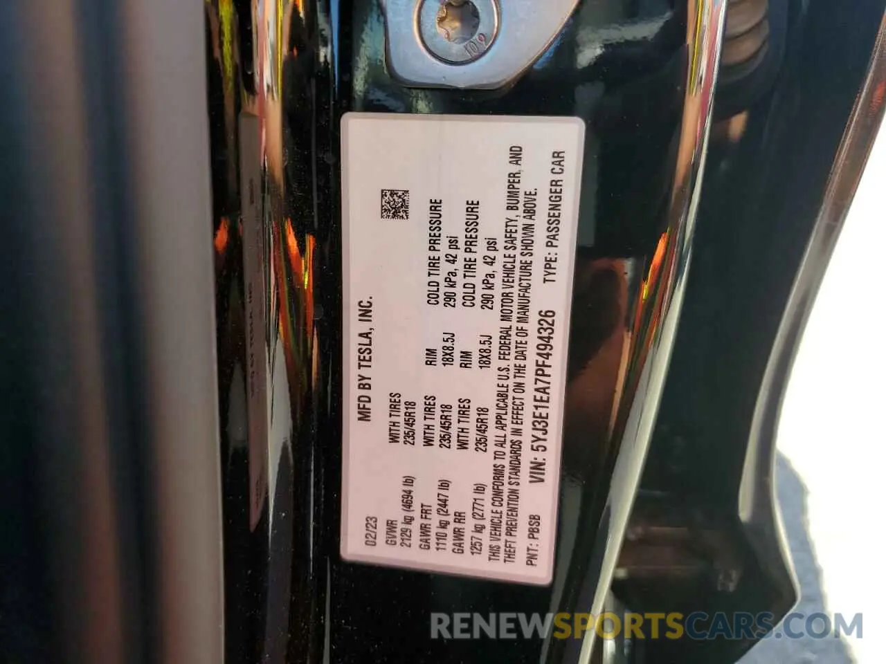 13 Photograph of a damaged car 5YJ3E1EA7PF494326 TESLA MODEL 3 2023