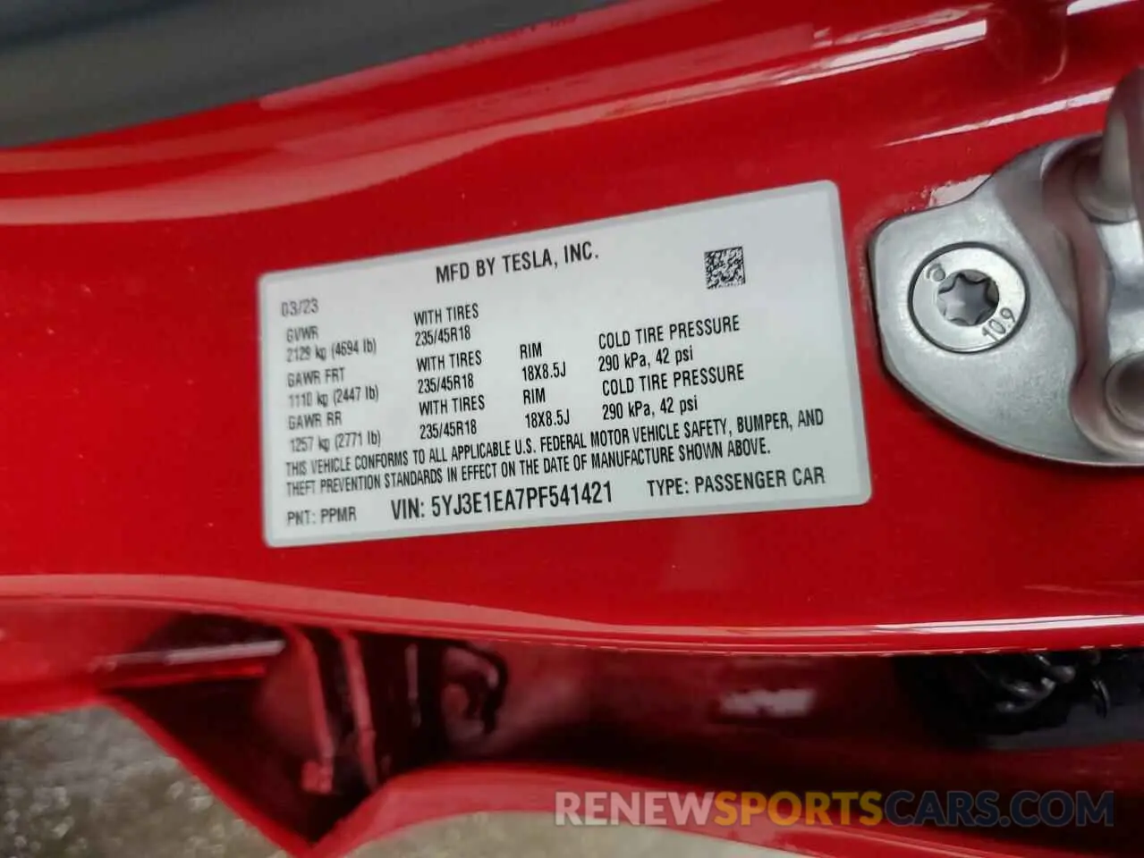 12 Photograph of a damaged car 5YJ3E1EA7PF541421 TESLA MODEL 3 2023