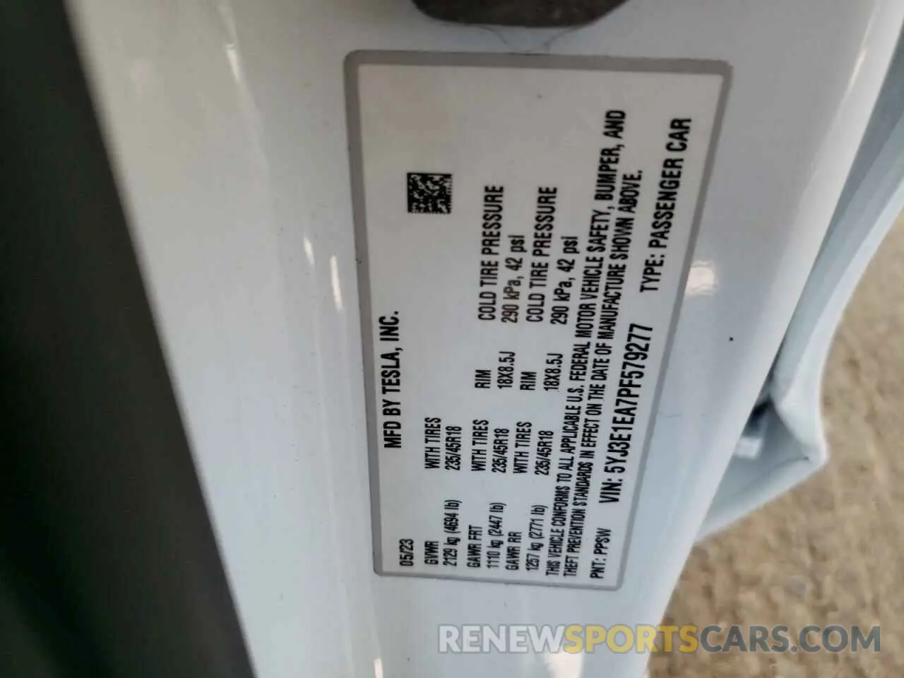 12 Photograph of a damaged car 5YJ3E1EA7PF579277 TESLA MODEL 3 2023