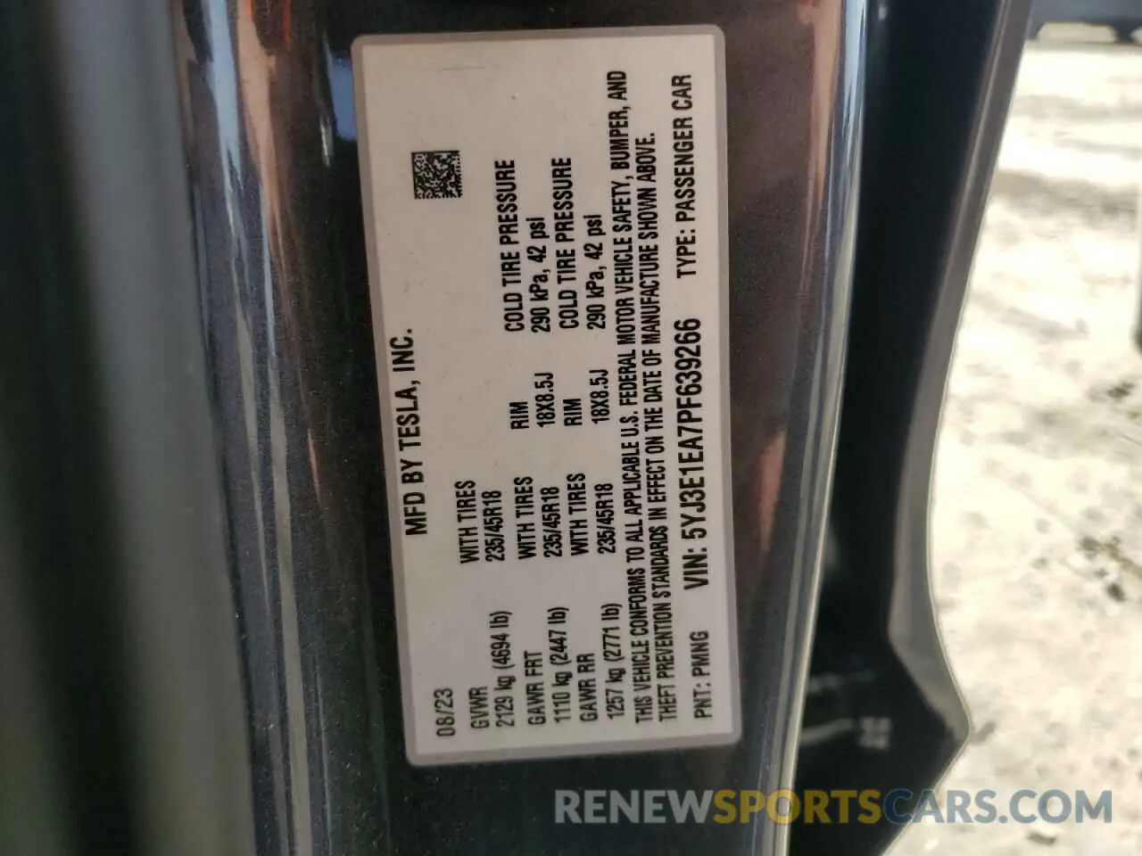 12 Photograph of a damaged car 5YJ3E1EA7PF639266 TESLA MODEL 3 2023