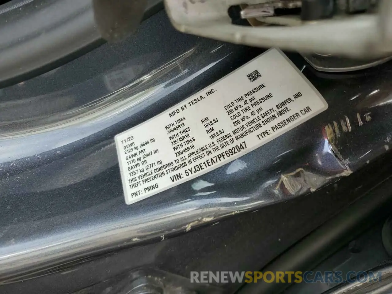 12 Photograph of a damaged car 5YJ3E1EA7PF692047 TESLA MODEL 3 2023