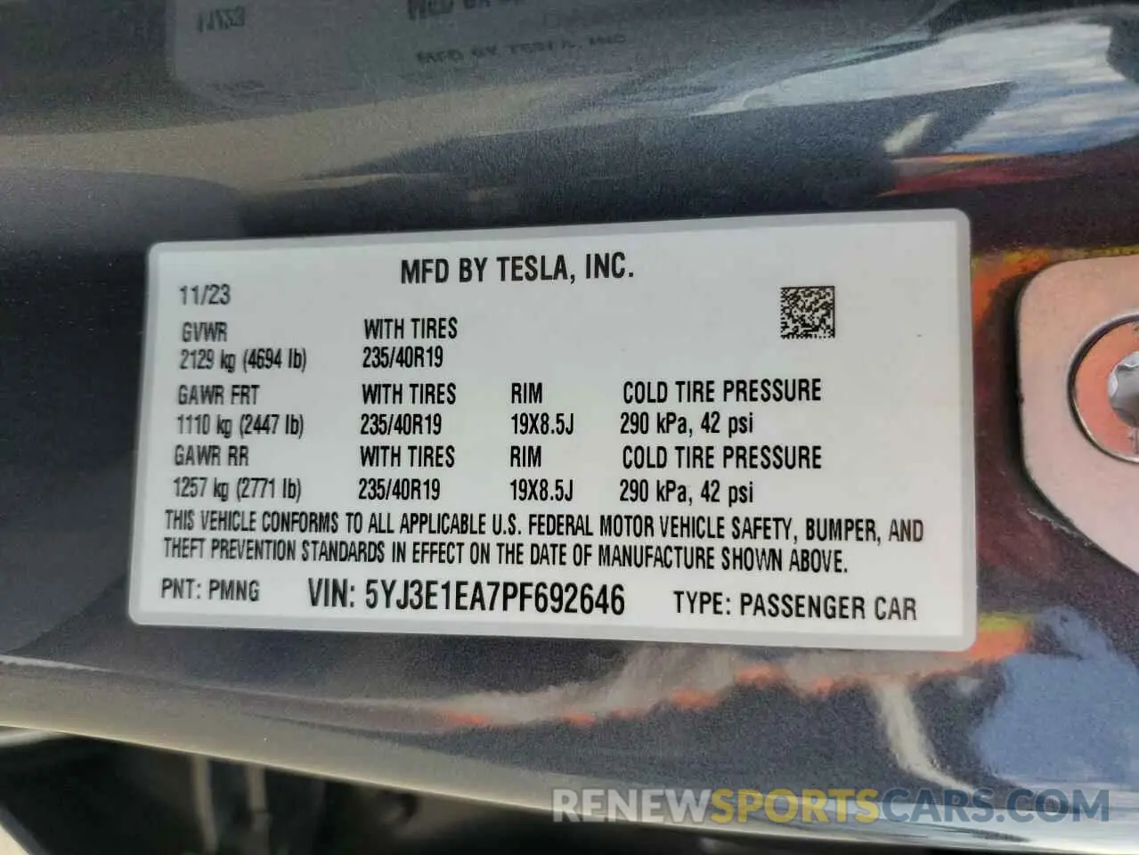 12 Photograph of a damaged car 5YJ3E1EA7PF692646 TESLA MODEL 3 2023