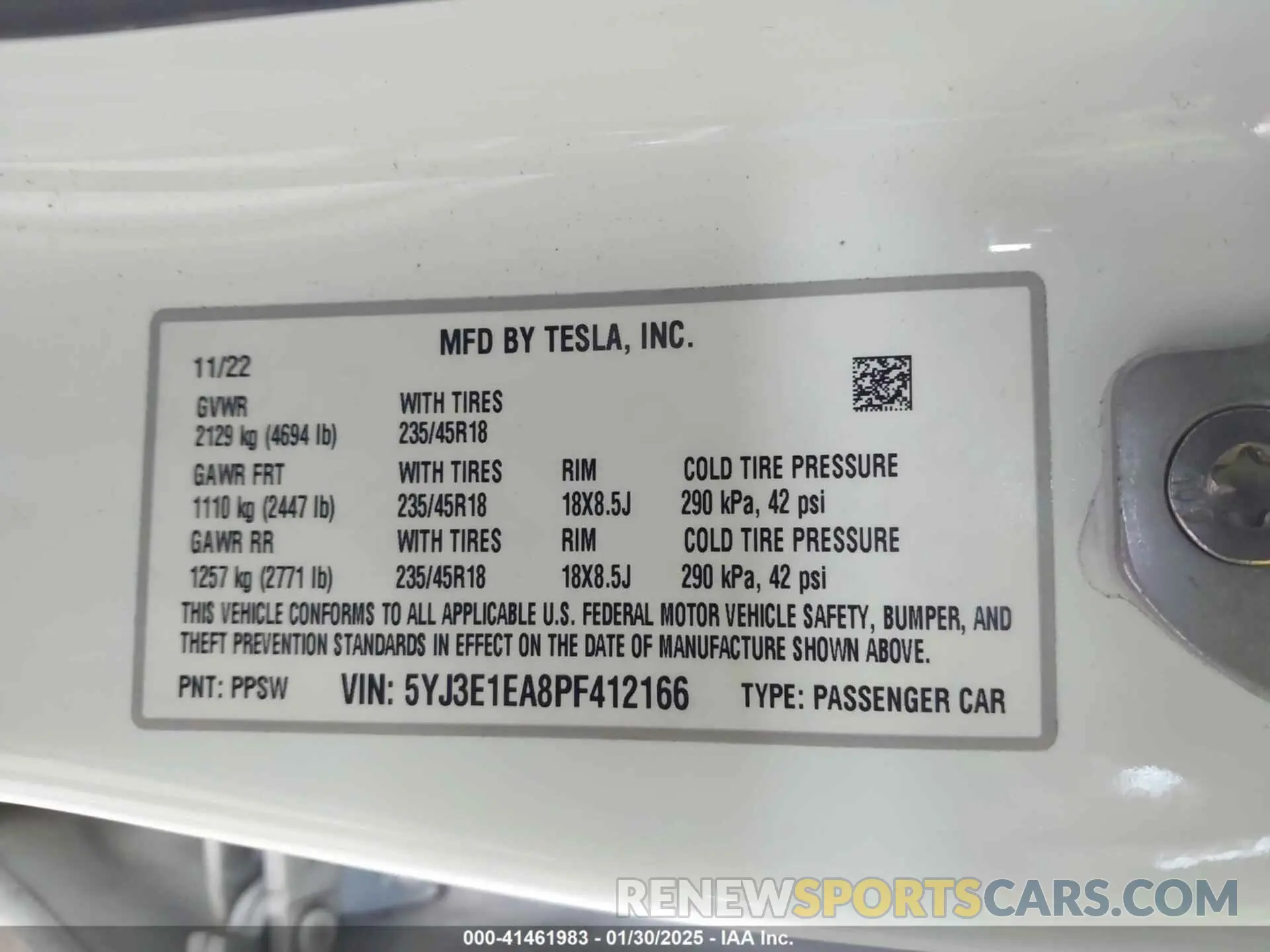 9 Photograph of a damaged car 5YJ3E1EA8PF412166 TESLA MODEL 3 2023
