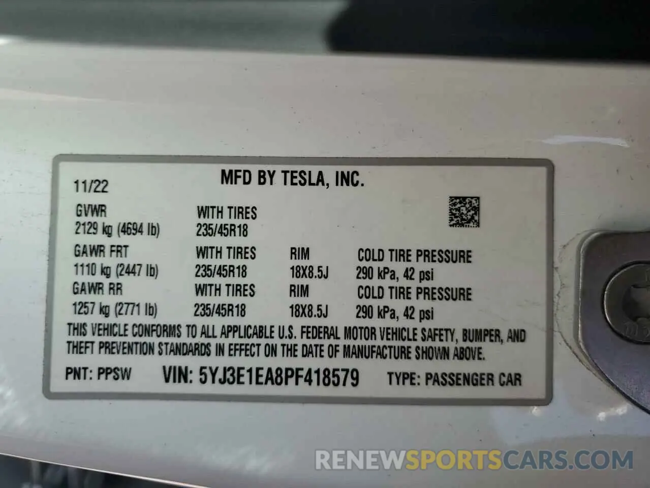 12 Photograph of a damaged car 5YJ3E1EA8PF418579 TESLA MODEL 3 2023