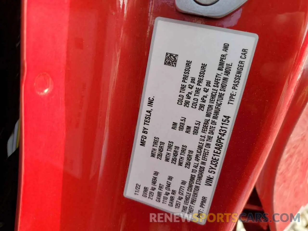 15 Photograph of a damaged car 5YJ3E1EA8PF431154 TESLA MODEL 3 2023
